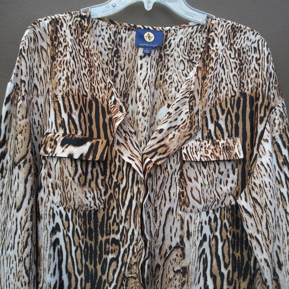 Adrienne Vittadini Leopard Print Blouse Sz L - Picture 4 of 8